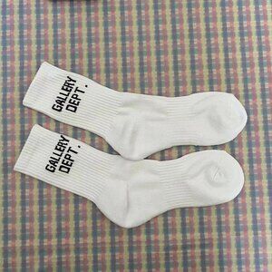 Gallery Dept Logo Clean Ribbed Cotton Socks White